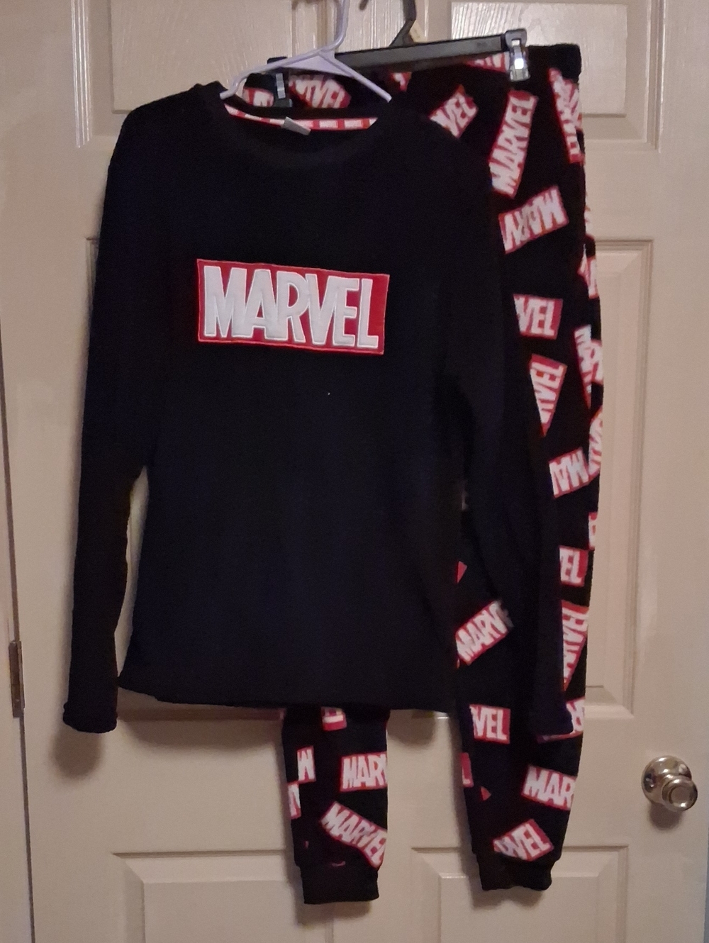 Marvel Black Pajama Set with Red and White Logo